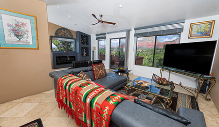 Villa Paradiso Living Room With Red Rock View